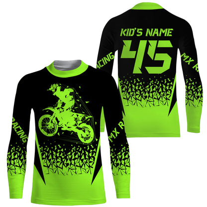 MX Racing Jersey Personalized Motocross UPF30+ Adult&Kid Green Dirt Bike Riders Off-road Motorcycle| NMS676