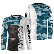 Load image into Gallery viewer, Black Labrador 3D Hoodie Shirt for Kid Adult| Custom Blue Camo Shirt Black Lab Owner Shirt| JTSD361