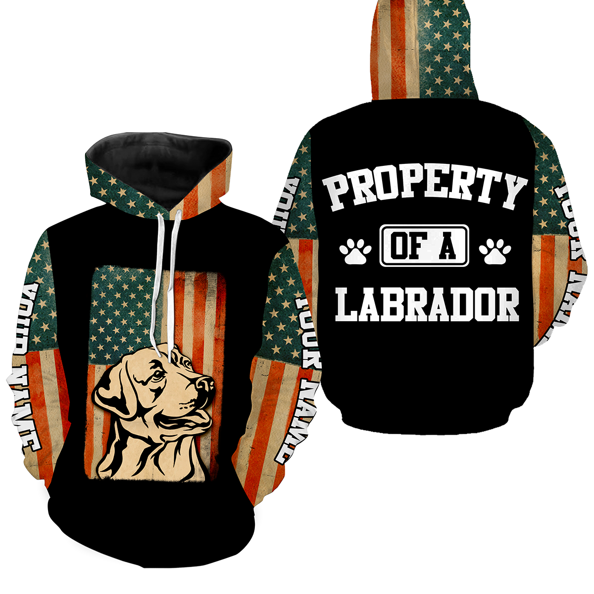 American Labrador Retriever Owner Shirt Patriotic Gift| Property Of A Labrador Shirt Hoodie Long Sleeve JTSD340