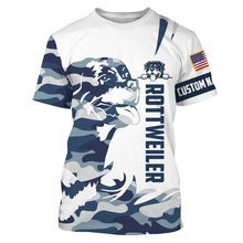 Load image into Gallery viewer, Rottweiler All Over Print Shirt| Custom Navy Camo Dog Shirt Rottweiler Lover Apparel Dog Lover Gift JTSD216
