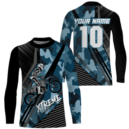 Kids men women custom name&number motorcycle jersey UPF30+ Motocross racing shirt camo dirt bike PDT132