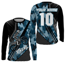 Load image into Gallery viewer, Kids men women custom name&amp;number motorcycle jersey UPF30+ Motocross racing shirt camo dirt bike PDT132