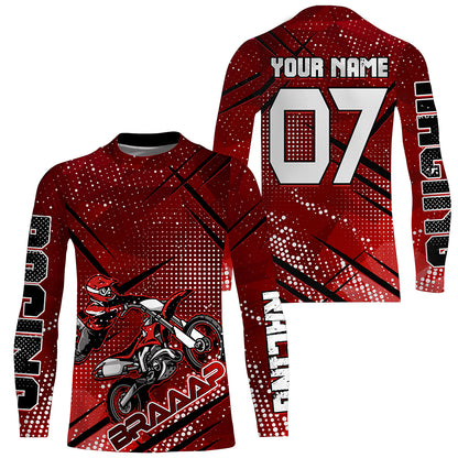 Custom Dirt Bike Jersey Red UPF30+ Braaap Motocross Shirt Men Women Kid MX SX Riding Motorcycle  PDT552