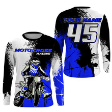 Load image into Gallery viewer, MX Jersey Kid Men Women UPF30+ Custom Dirt Bike Shirt Blue Motocross Racing Off-Road Motorcycle PDT592