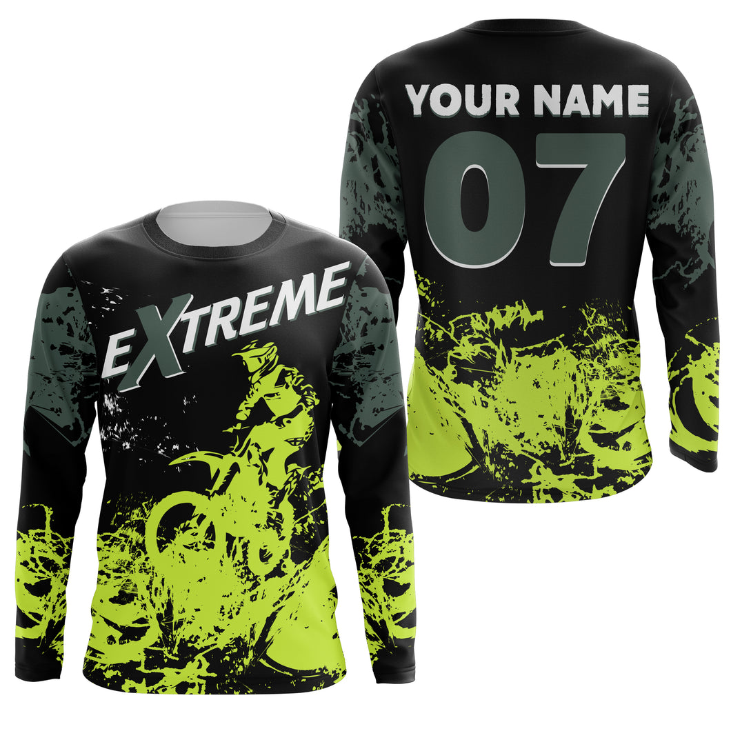 Custom MX Jersey Kid Men Women UPF30+ Green Dirt Bike Off-Road Shirt Motocross Motorcycle Riding PDT597
