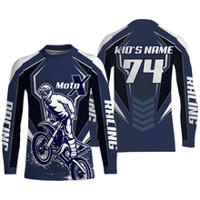 Load image into Gallery viewer, Blue Motocross Racing Jersey UPF30+ Custom Dirt Bike Shirt Men Youth Women MotoX Long Sleeves PDT479