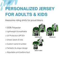Load image into Gallery viewer, Green custom Motocross jersey uv protective MX shirt for kid men women dirt bike racing racewear PDT294
