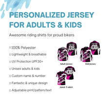 Load image into Gallery viewer, Men kid women pink Motocross jersey UPF30+ extreme custom dirt bike off-road motorcycle shirt PDT345