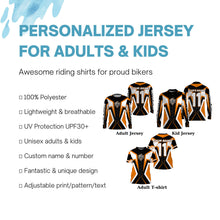 Load image into Gallery viewer, Adult&amp;kid custom Motocross jersey MX off-road UPF30+ racing orange dirt bike shirt motorcycle PDT329