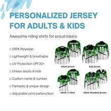 Load image into Gallery viewer, Custom Motocross jersey kid&amp;adult MotoX extreme dirt road UV protective green dirt bike shirt PDT367