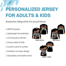 Load image into Gallery viewer, Adult&amp;kids custom black dirt bike jersey UPF30+ Motocross off-road biker motorcycle MX shirt PDT204