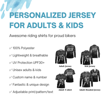 Camouflage motocross jersey UPF30+ custom men women kid dirt bike MX racing off-road motorcycle NMS974