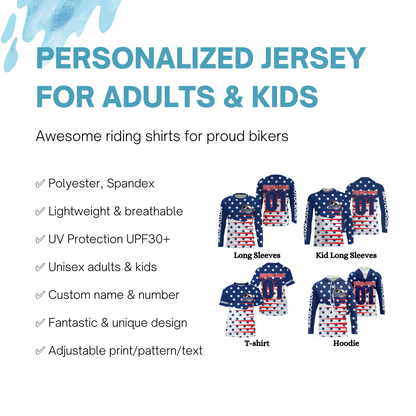 Patriotic Motocross Jersey UPF30+ Personalized Kid&Adult Dirt Bike Racing Shirt Off-road Motorcycle| NMS616