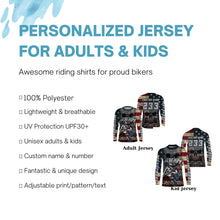 Load image into Gallery viewer, American Flag Custom Skull Motocross Jersey UPF30+ Patriotic Dirt Bike Racing Motorcycle Shirt NMS1237