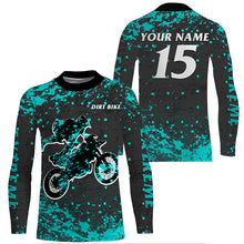 Load image into Gallery viewer, Custom dirt bike jersey men women youth UV protective extreme blue Motocross racing shirt PDT362