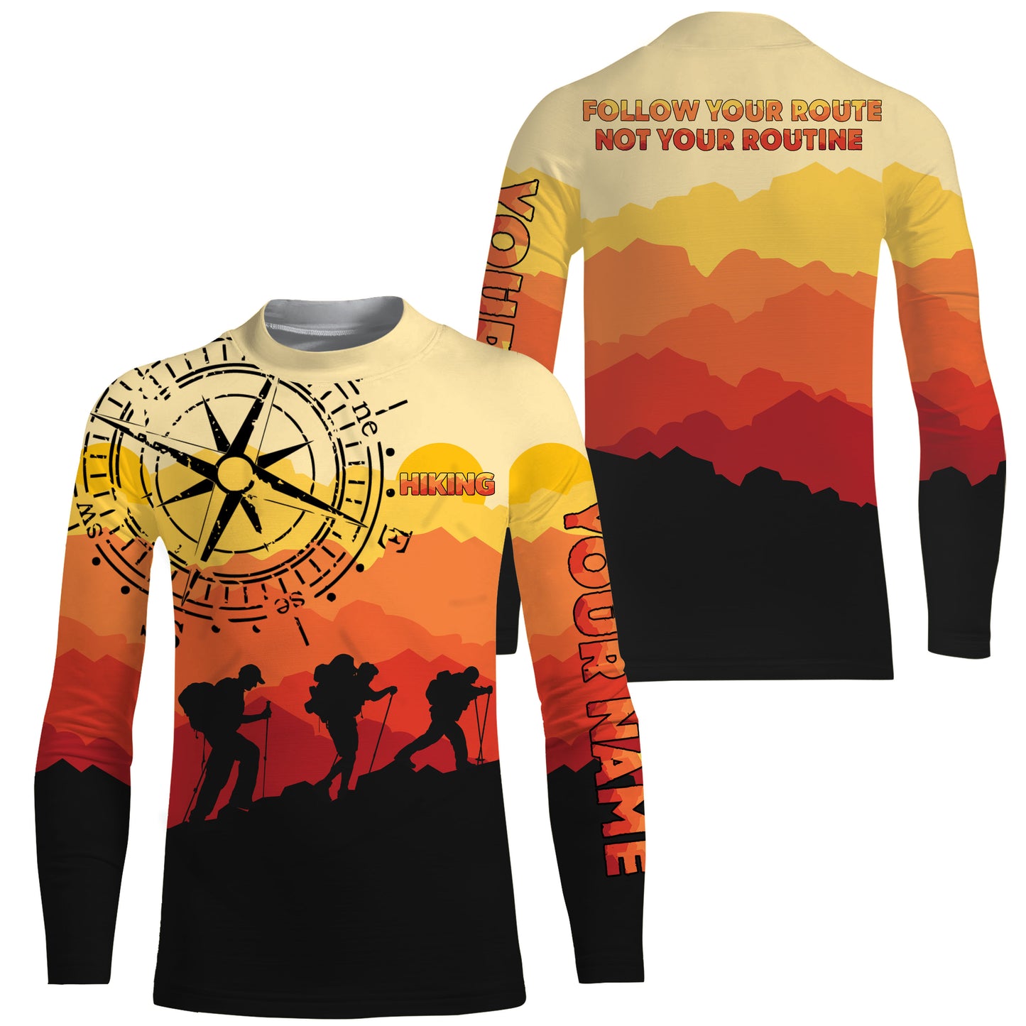 Personalized UV Shirts for Men Follow Your Route Mountain Jersey UPF Shirt Hiking Clothes Hike Shirt for Men SP126