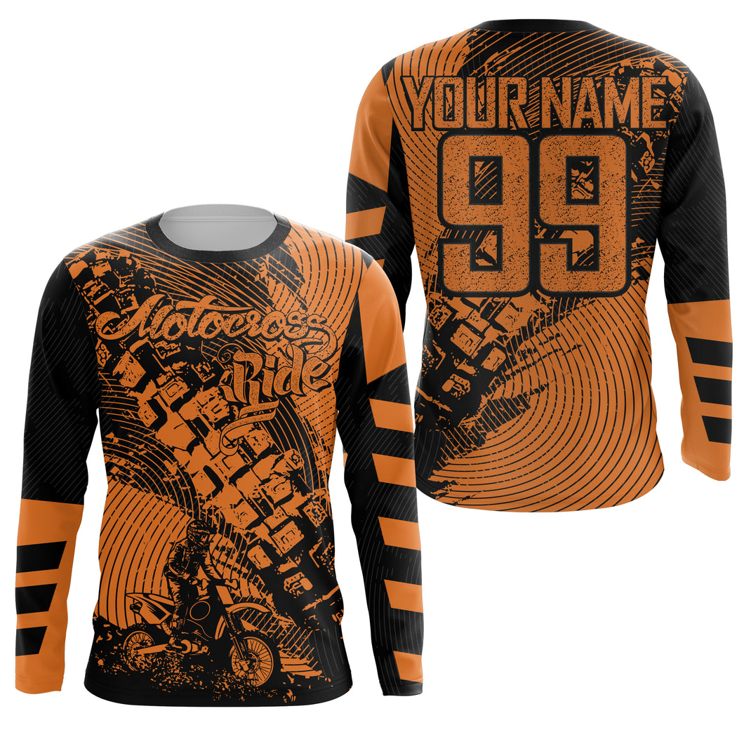 Kids Men custom orange dirt bike jersey Motocross MX racing UPF30+ motorcycle off-road shirt  PDT158