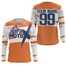 Load image into Gallery viewer, Custom name number dirt bike racing jersey orange kids men Motocross off-road UPF30+ MotoX shirt PDT126