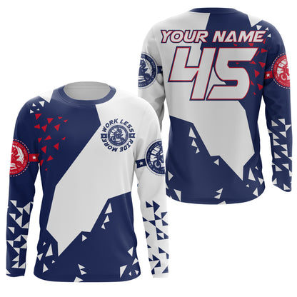 Kids men women motocross jerseys custom name&number blue white dirt bike shirt UV racing motorcycle PDT161