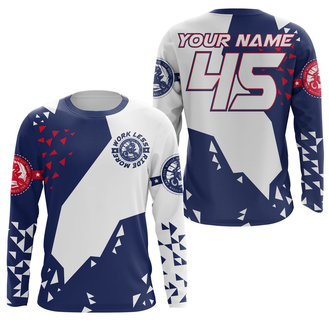 Kids men women motocross jerseys custom name&number blue white dirt bike shirt UV racing motorcycle PDT161