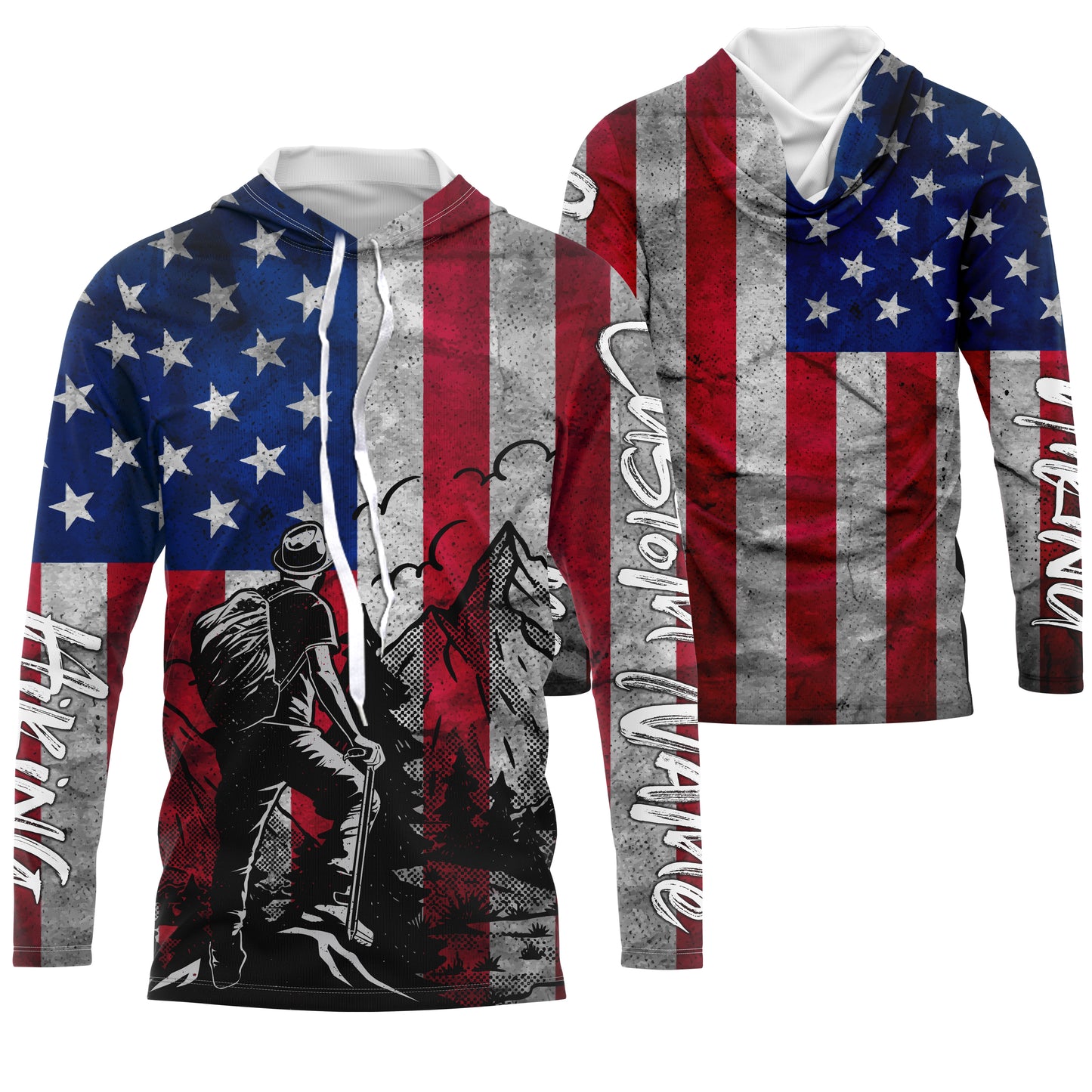 American Flag Patriotic Mountain Custom Hiking Apparel UV Protection Quick Dry UPF 30+| SP123