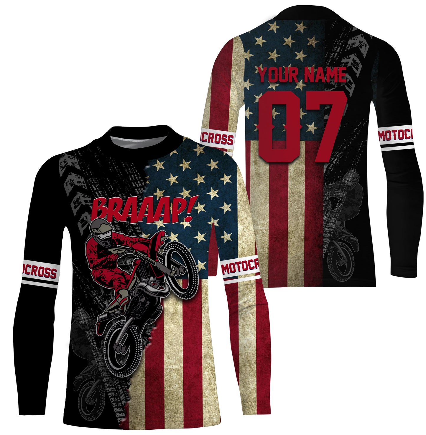 American Motocross Jersey Personalized UPF30+ Brap Dirt Bike Riding Shirt Off-road Motorcycle Riders| NMS531