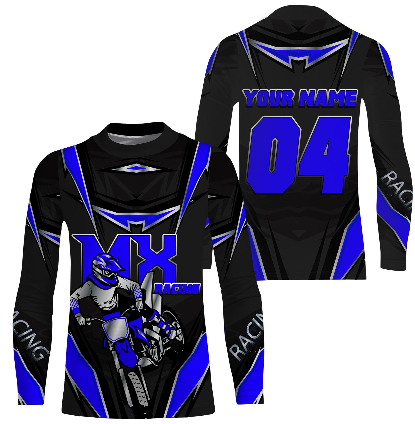 Customized name&number MX riding jersey blue kids men women Motocross racing UV off-road motorcycle PDT154