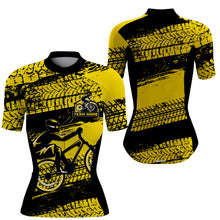 Load image into Gallery viewer, Custom Women cycling jersey Yellow biking tops UPF50+ cycle gear with pockets Breathable bike shirt| SLC61