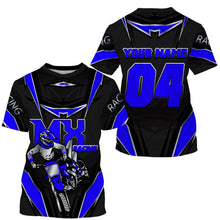 Load image into Gallery viewer, Customized name&amp;number MX riding jersey blue kids men women Motocross racing UV off-road motorcycle PDT154
