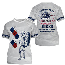 Load image into Gallery viewer, Never Mess with Hiker Personalized Jersey T-Shirt for Men 3D Hiking Long Sleeves Hiker Skull Mountain Shirt UPF30+ SP10