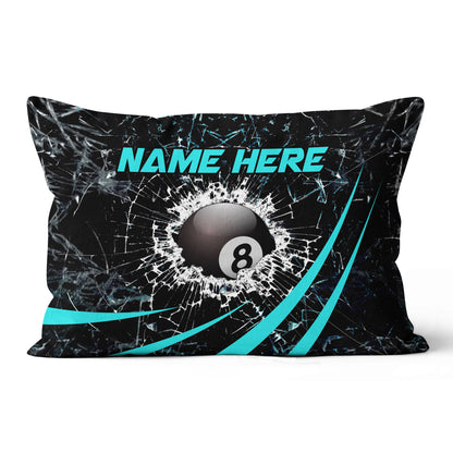 Personalized Blue Glass Break 8 Ball Billiard 3D Pillow, Billiards Gifts VHM0921