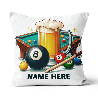 Funny Billiard And Beer Personalized White Pillow, Billiard Cute Pillows TDM0842