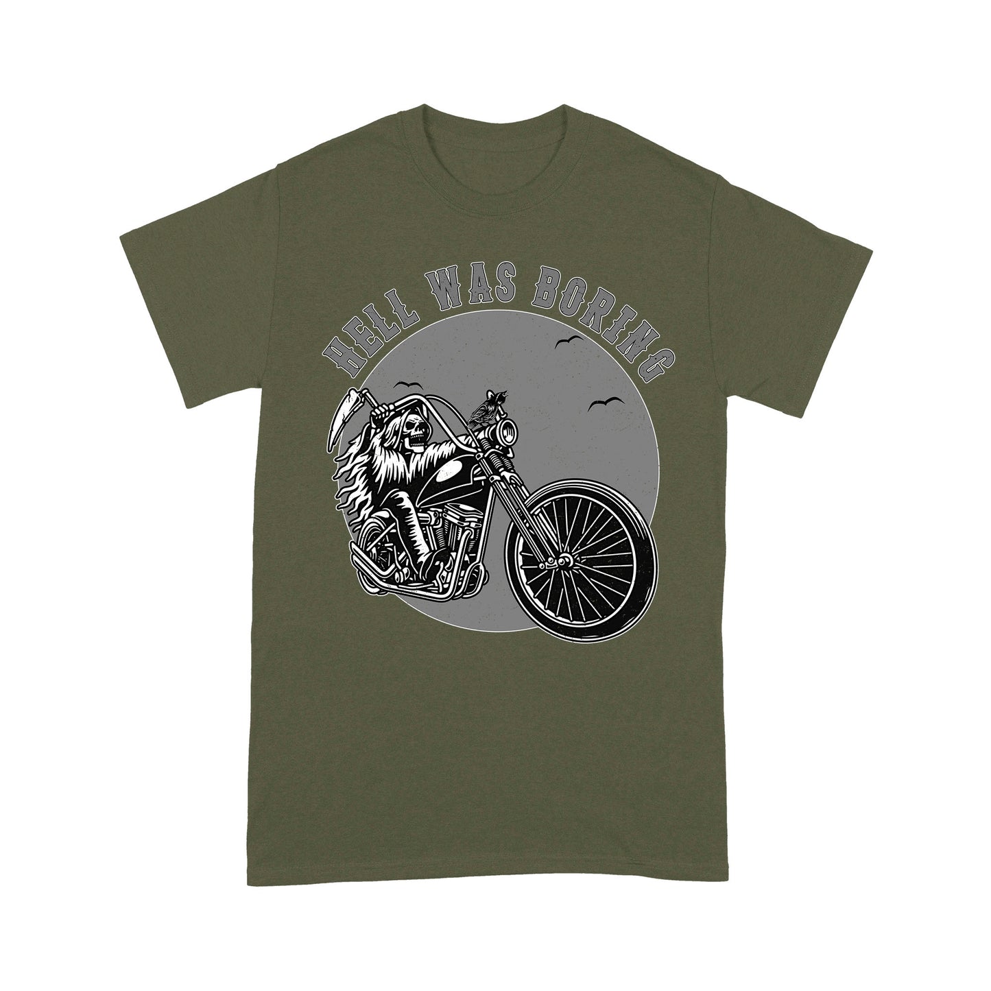 Motocycle Men T-shirt - Hell Was Boring, Cool Biker Tee, Chopper Motocross Off-road Racing Shirt| NMS133 A01