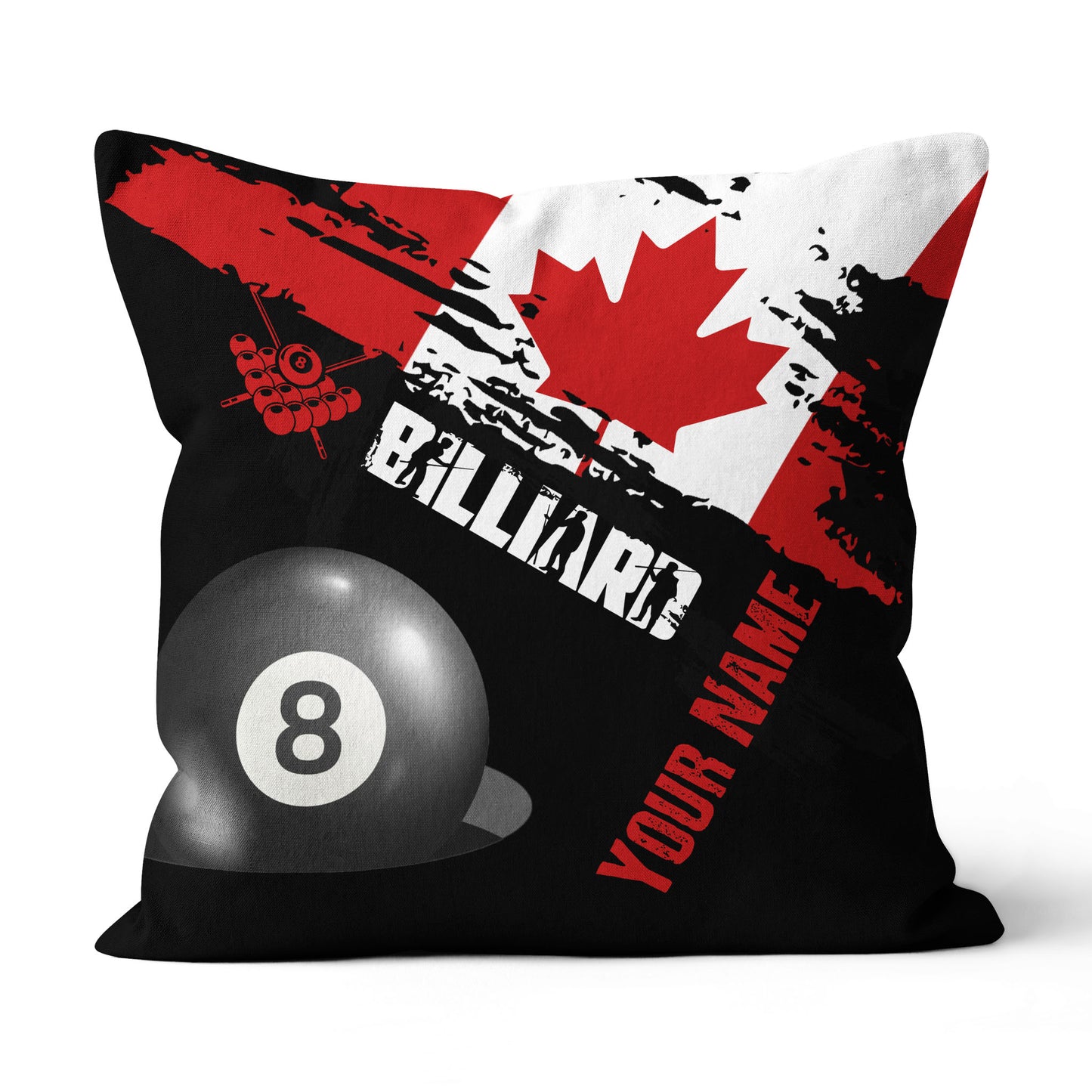 Personalized Grunge Canada Flag Billiard Pillow, Patriotic Throw Pillows TDM0795