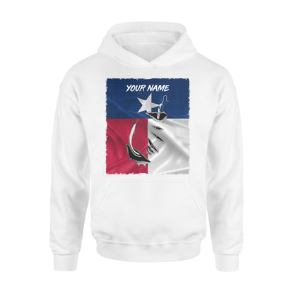 Custom Texas Flag Texas Fishing 3D Fish Hook Hoodie shirts Personalized Fishing Gifts FFS - IPHW411