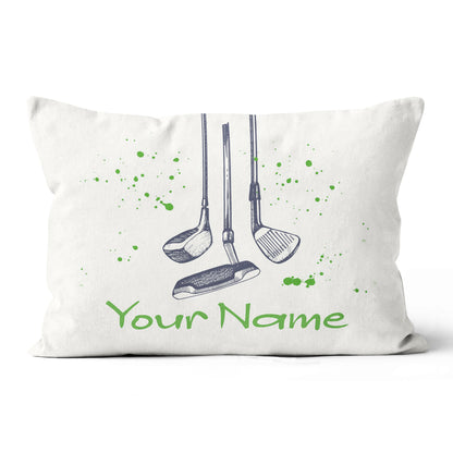Vintage Hand Drawn Golf Clubs Custom Throw Pillow Personalized Golf Gift LDT1127
