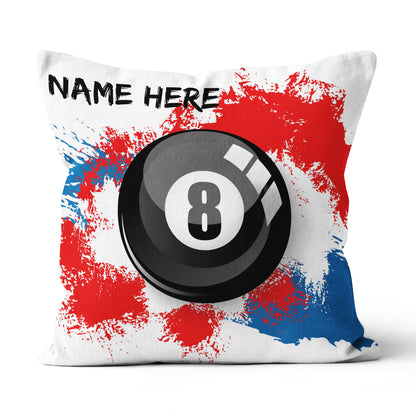 Personalized 8 Ball Pool Watercolor Throw Pillow, Billiard Pillows Gifts TDM0881