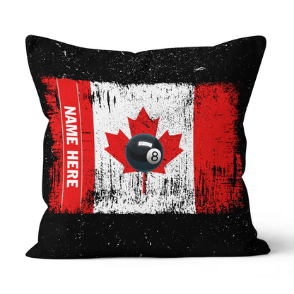 Personalized Canadian Flag Patriotic 8 Ball Pool Billiards Throw Pillow VHM0918