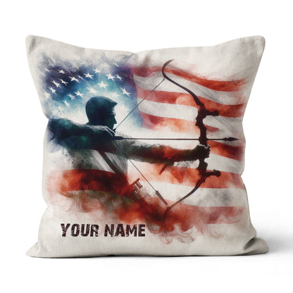 Vintage Smoke Us Flag Archer Custom Pillows, Patriotic Archery Pillows TDM0828
