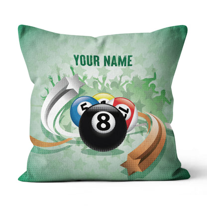 Personalized Green Billiard Balls Pillow, Funny Billiard Throw Pillows TDM0807