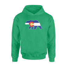 Load image into Gallery viewer, Colorado bear hunting Hoodie, CO State Flag Bear Hunter - NQSD233